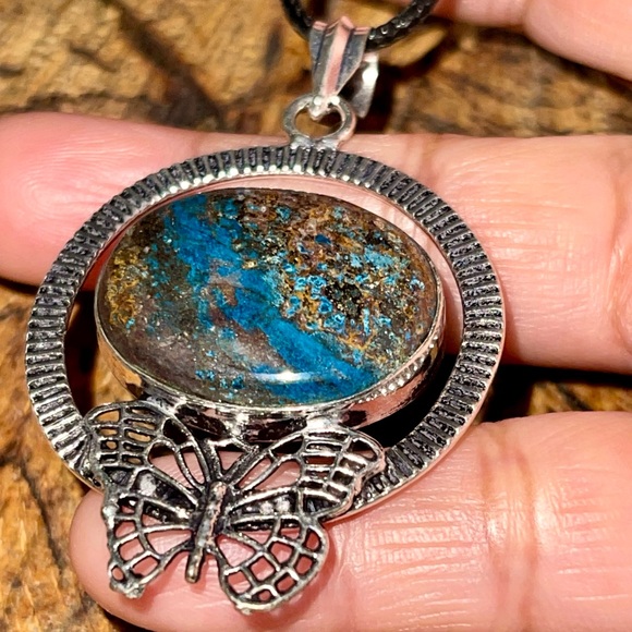 Dark Chessylite Blue Spar Azurite Pendant 2 1/2” - Picture 3 of 16